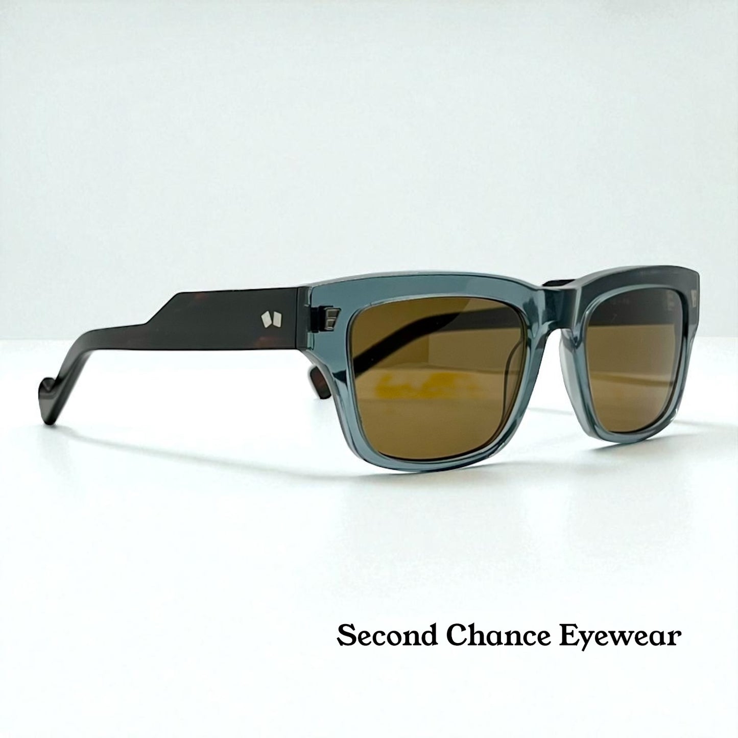 Entourage of 7 Runyon 10-49 Sunglasses-Made in Japan-Transparent Slate Blue/Tortoise-54mm-Full Kit