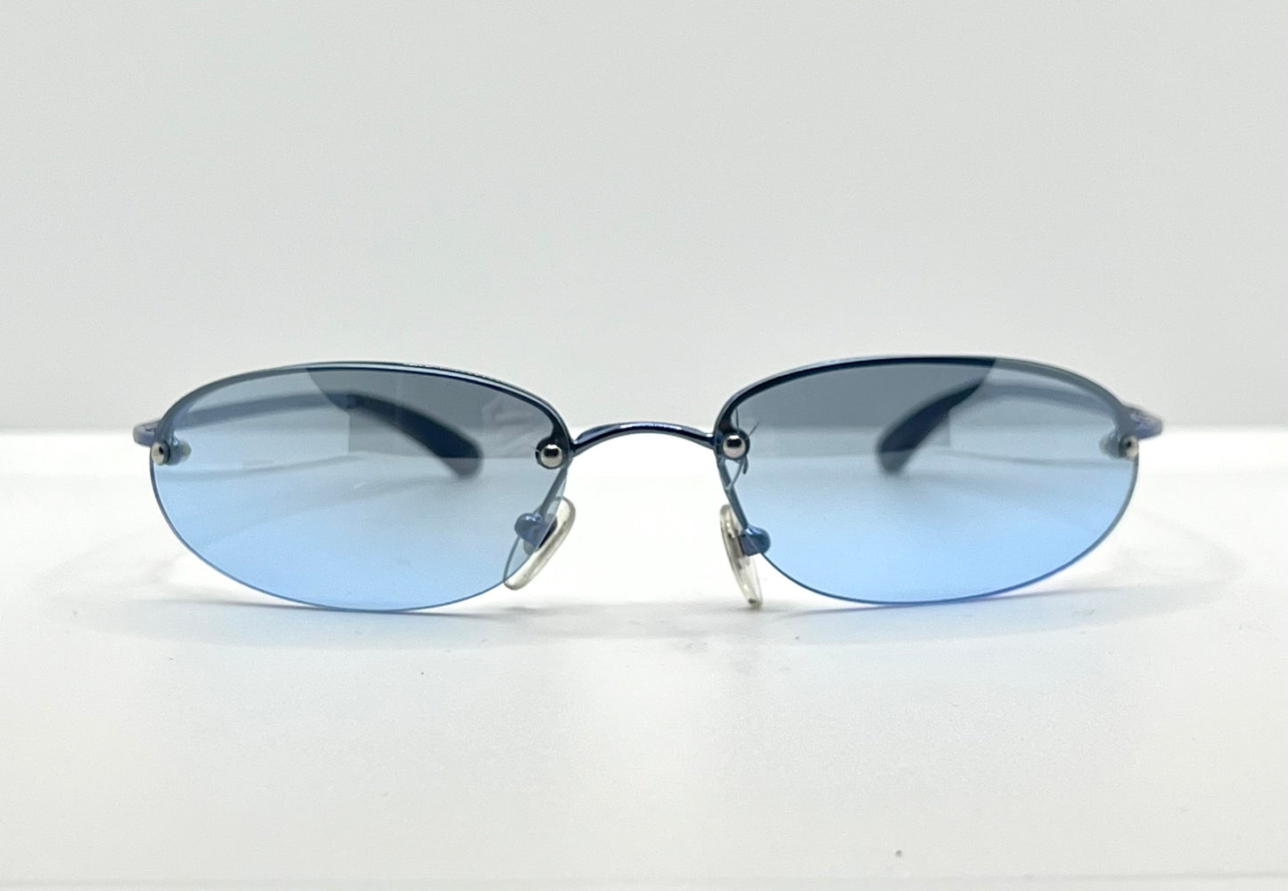 Christian Dior Minimotard 56B Blue Oval Rimless Sunglasses-Vintage Y2K-Unworn
