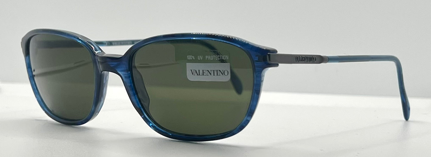 Valentino V708 649 – Sapphire Blue Vintage Sunglasses–NOS-Spring Hinges-Italy