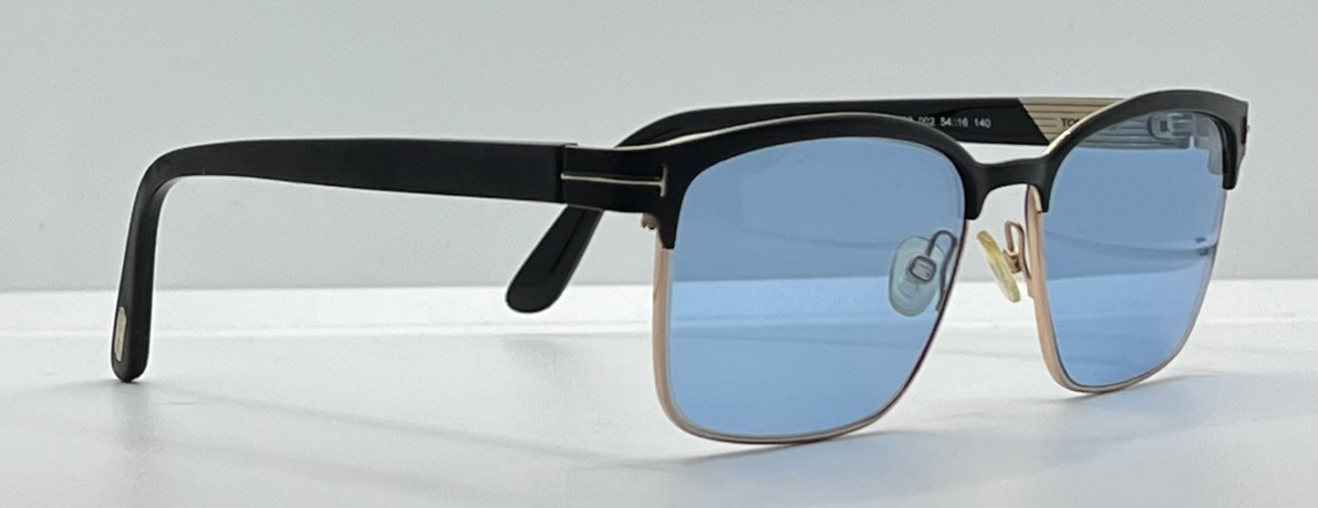 Tom Ford TF5323 002 Black/Gold Sunglasses w/New Blue Custom Lenses-New/Unworn-Full Kit