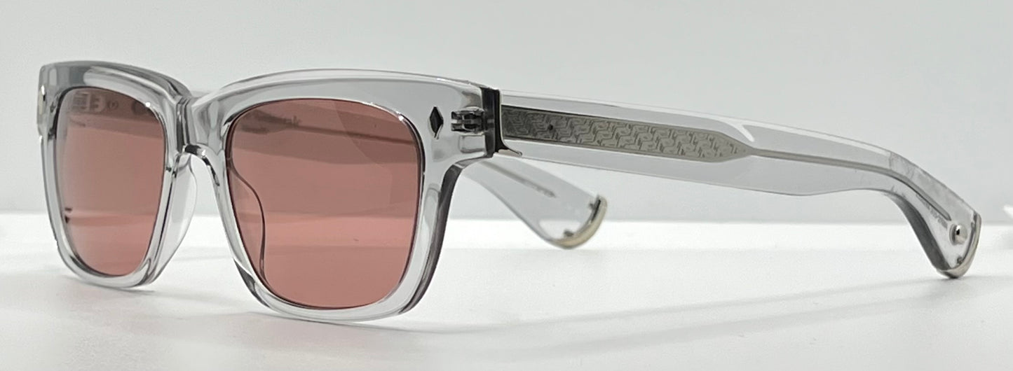Garrett Leight x Officine Générale OGX Crystal w/New, Solid Rose Custom Tinted Lenses