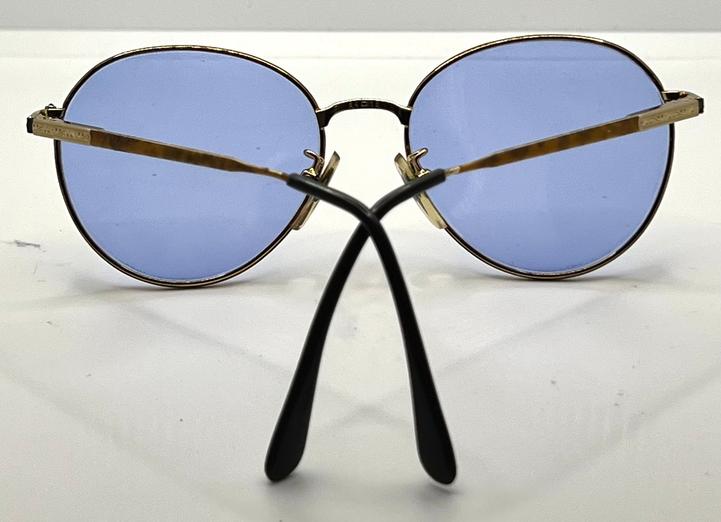 SEMESTER BLOND 081 Japan VINTAGE Sunglasses-Gold Frame w/New, Blue Custom Lenses