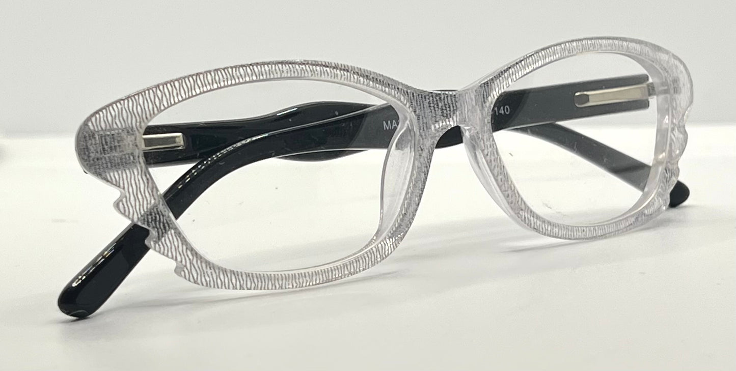 Menizzi MA3026 COL.01 Eyeglasses – Clear Textured / Black Temples – 50mm