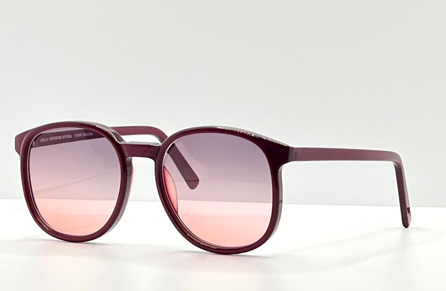 Anglo American Optical MOD.150 Vintage Sunglasses w/New, Custom Rose Fade Lenses-England