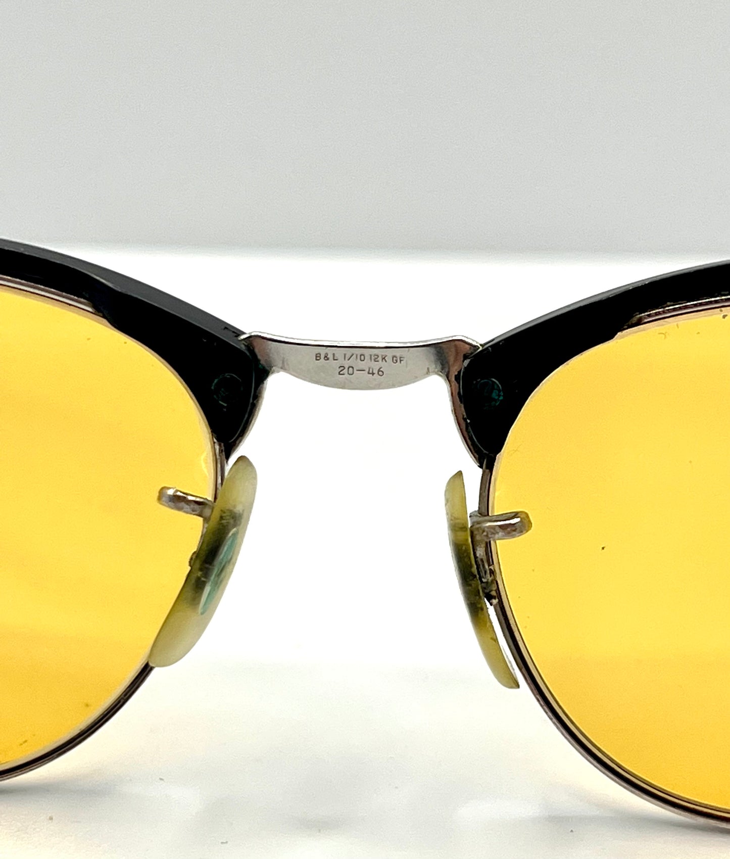 B&L 1/10 12K GF 20-46 Clubmaster-Style Vintage Sunglasses w/New, Custom Solid Persimmon Lenses