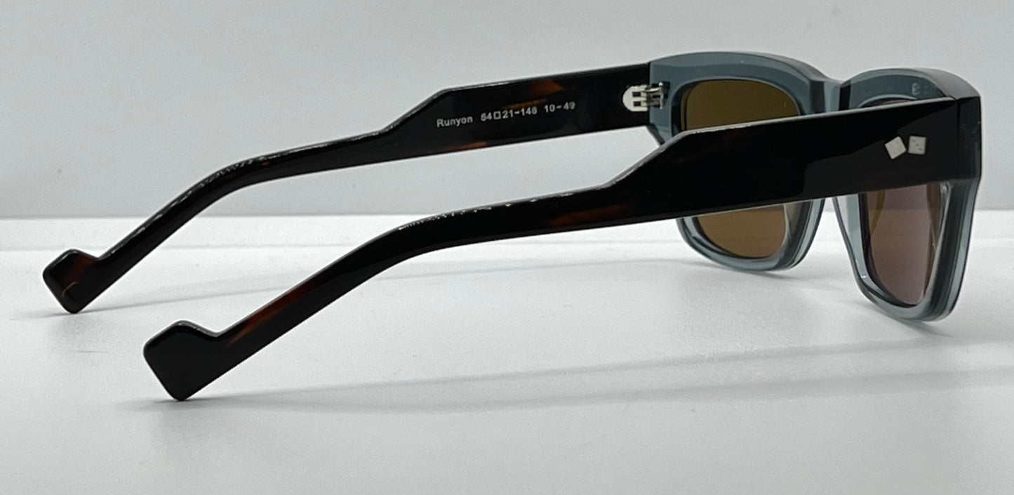 Entourage of 7 Runyon 10-49 Sunglasses-Made in Japan-Transparent Slate Blue/Tortoise-54mm-Full Kit