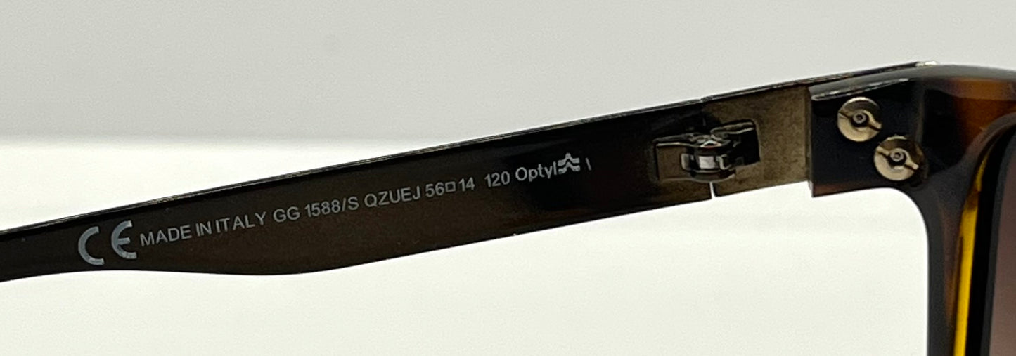Gucci GG1588/S QZUEJ Tortoise Wrap Sunglasses w/New, Custom Gradient Lenses-Original Case-Italy