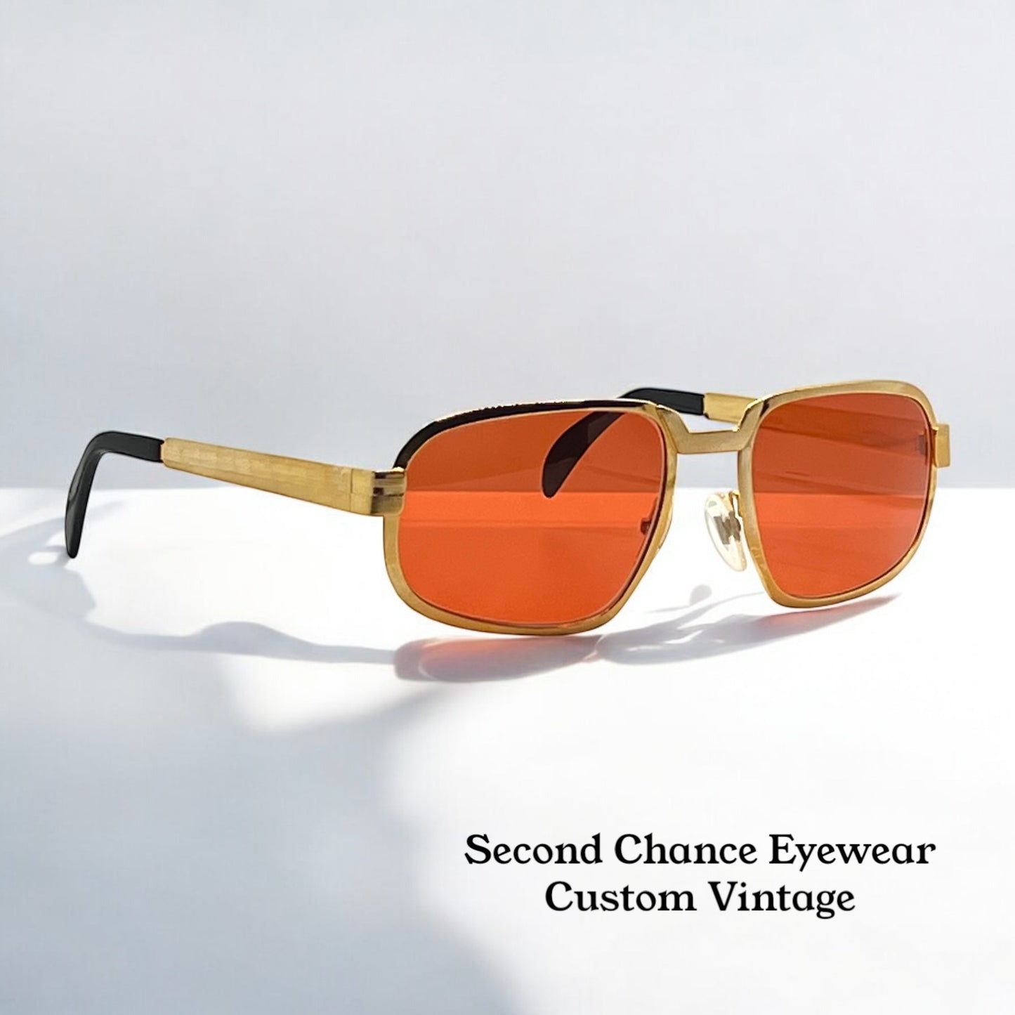 SWAN Medici 50420 Vintage Sunglasses-Gold Textured Frame w/New, Custom “Tuscan Flame” Lenses-Deadstock-Italy