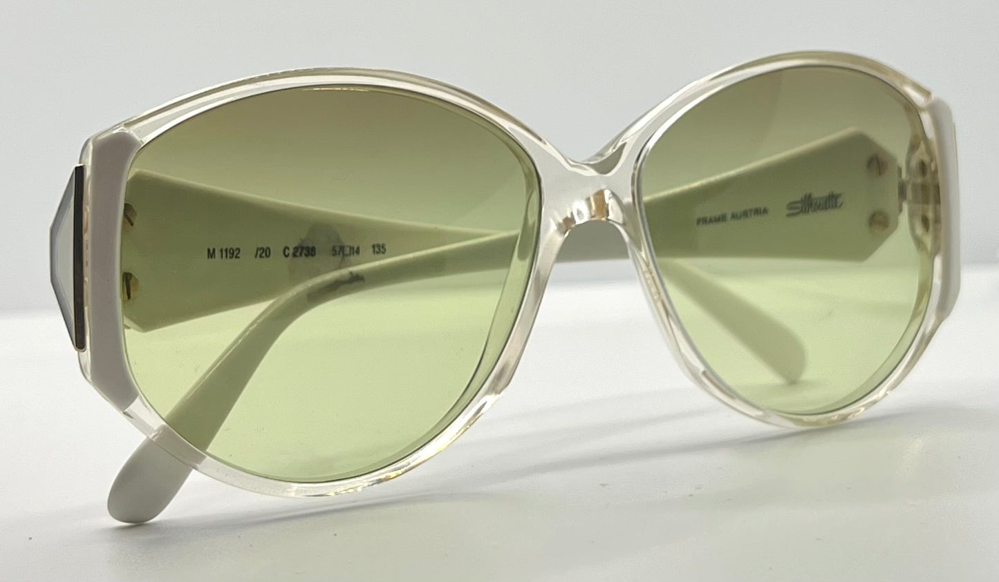 Silhouette M1192 White Crystal Vintage Sunglasses w/New Brown/Green Gradient Custom Lenses-Unworn
