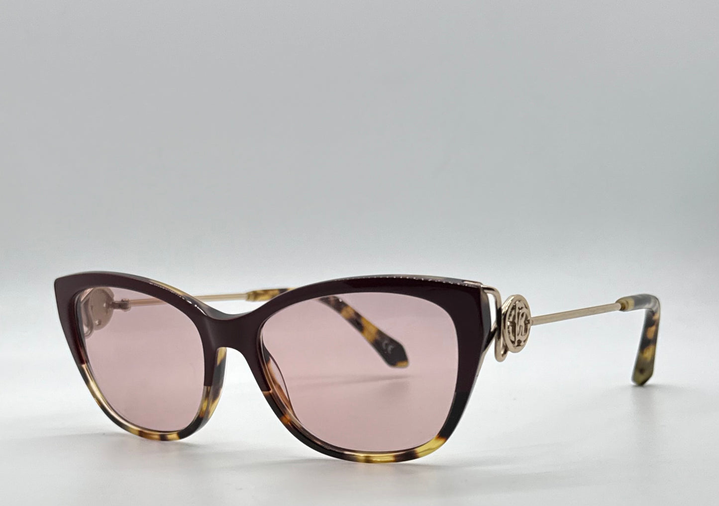 Roberto Cavalli Focanapo 5051 Vintage Cat Eye Sunglasses w/New Soft Pink Custom Lenses-Italy 51mm