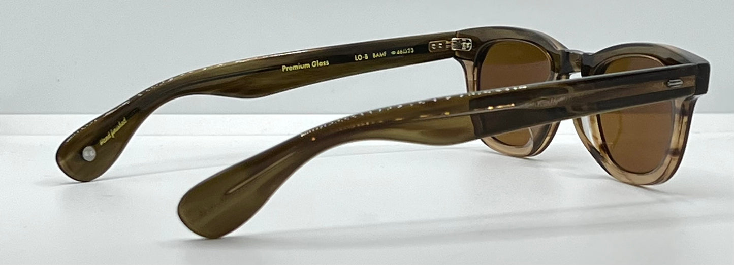 Garrett Leight LO-B BAMF 46-23 Premium Glass Sunglasses-Brown Fade – Full Kit-New
