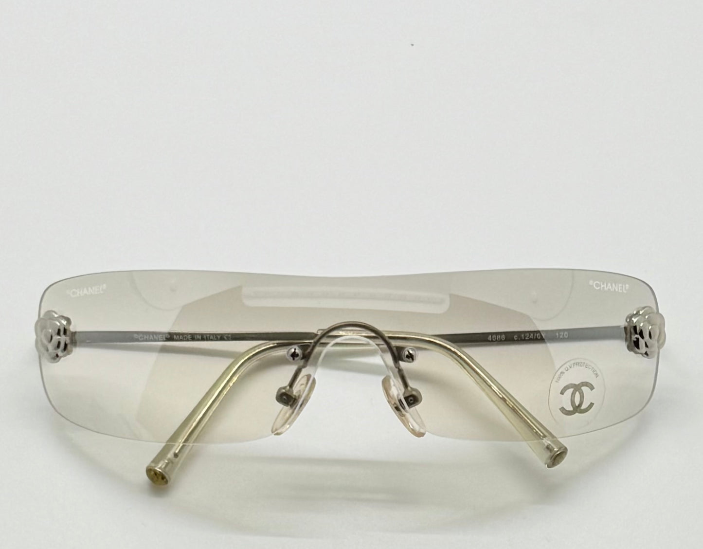 Chanel 4086 C.124/6Y Vintage Shield Sunglasses – Deadstock/Unworn-Camellia Silver