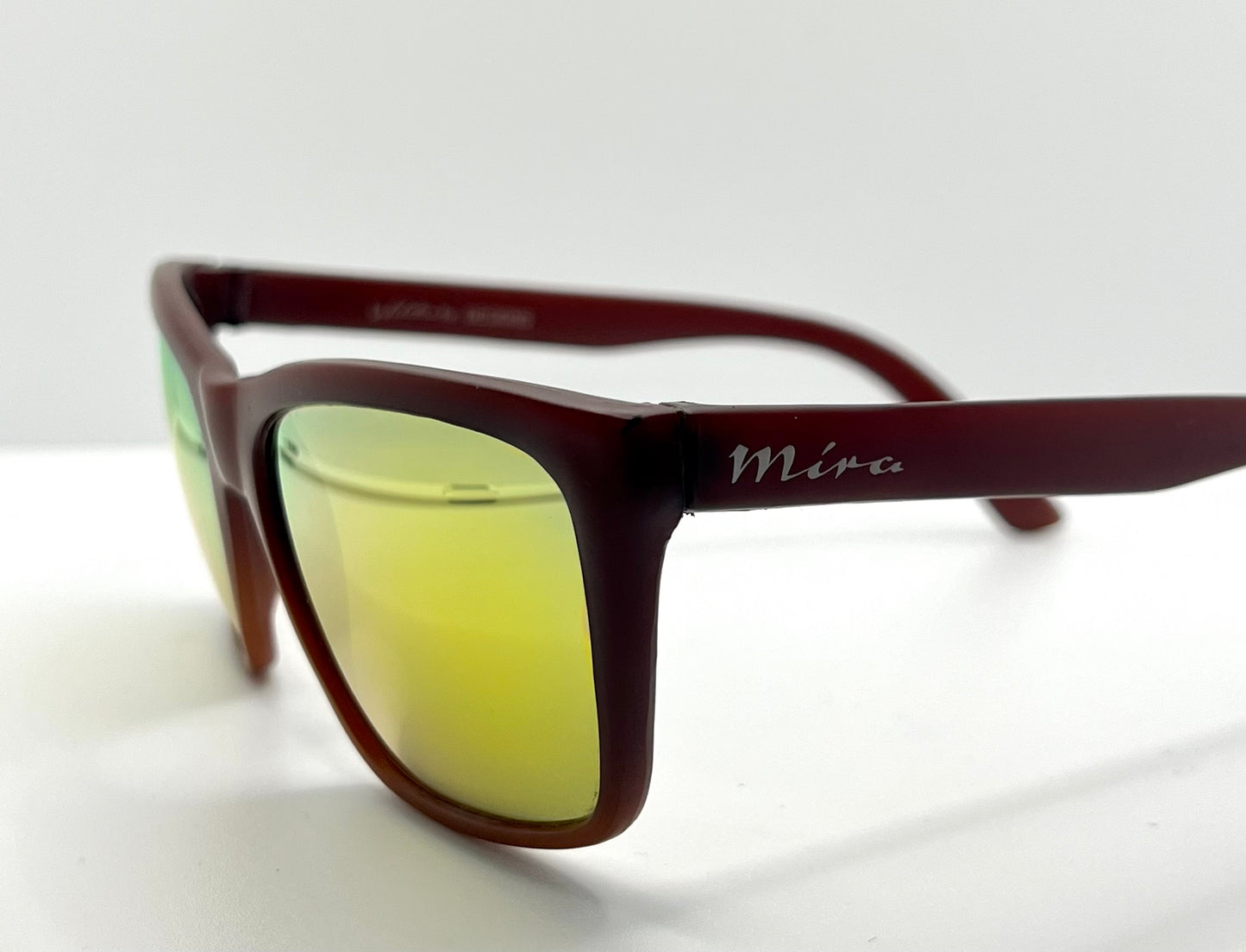 Mira M45 Vintage Sunglasses – Matte Red Frame w/ Yellow Mirror Lenses – NOS