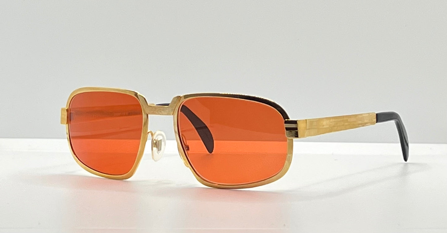 SWAN Medici 50420 Vintage Sunglasses-Gold Textured Frame w/New, Custom “Tuscan Flame” Lenses-Deadstock-Italy