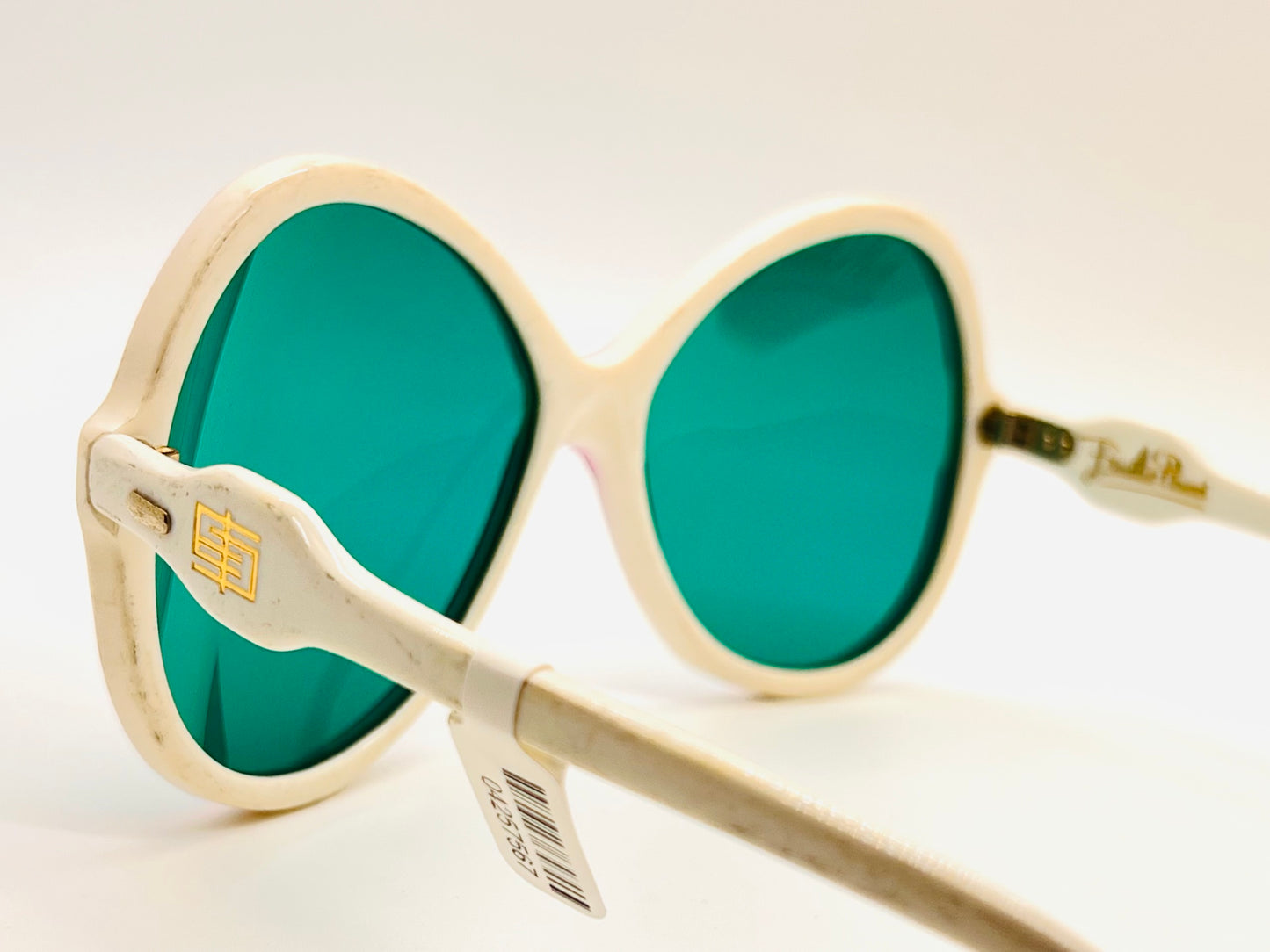 Vintage 1970s Emilio Pucci Sunglasses - Pearl White, Lavender Accents, Lagoon Green Lenses