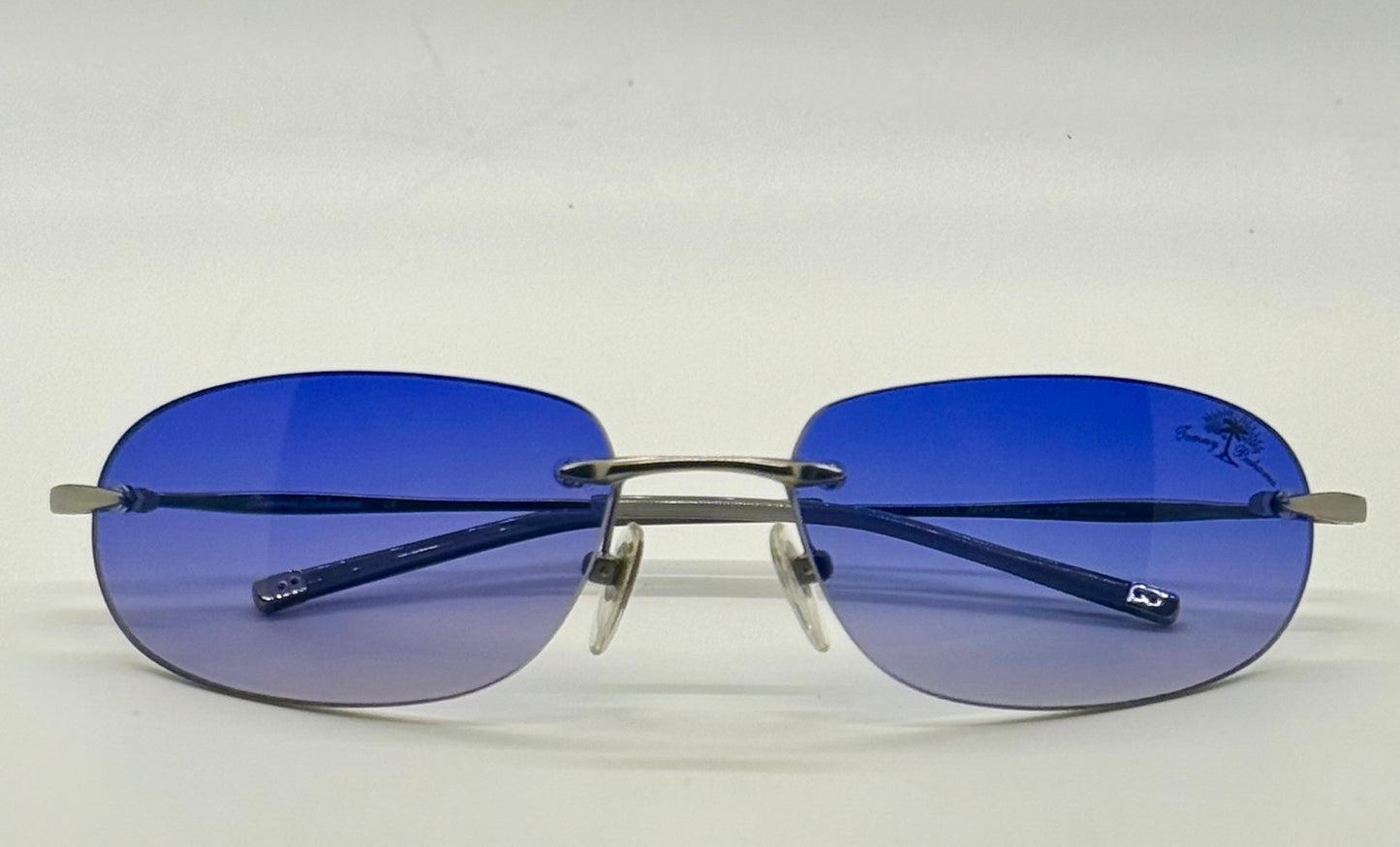 Tommy Bahama TB7/SA Sunglasses Rimless Shield Matte Silver Purple Y2K Deadstock