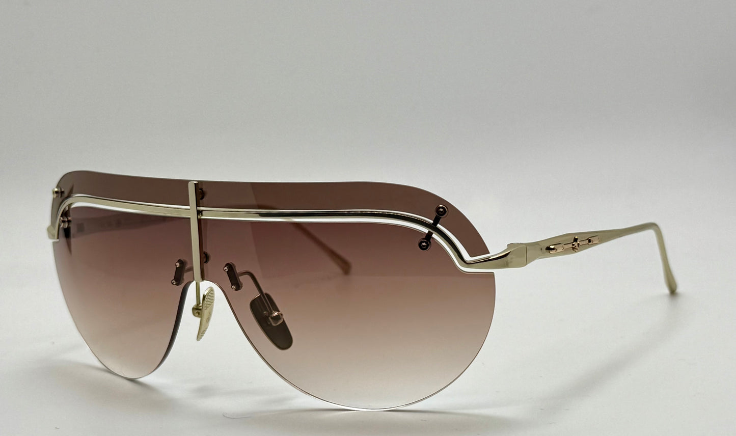 Philippe V N32 Titanium Shield Sunglasses | Made in Japan | Gradient Brown Lenses | Brand New