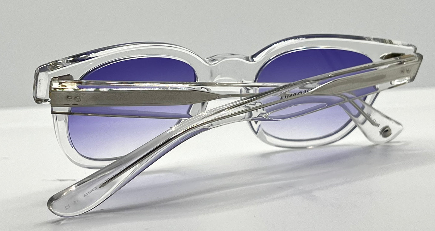 Garrett Leight Canter CR Crystal Sunglasses w/New Violet Fade Custom Lenses-47mm-New/Unworn