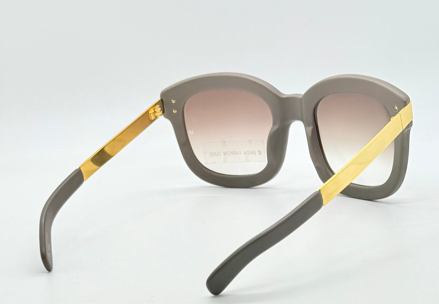 Linda Farrow Luxe LFL/1/6 Grey Gold Oversized Sunglasses Japan Deadstock Kit