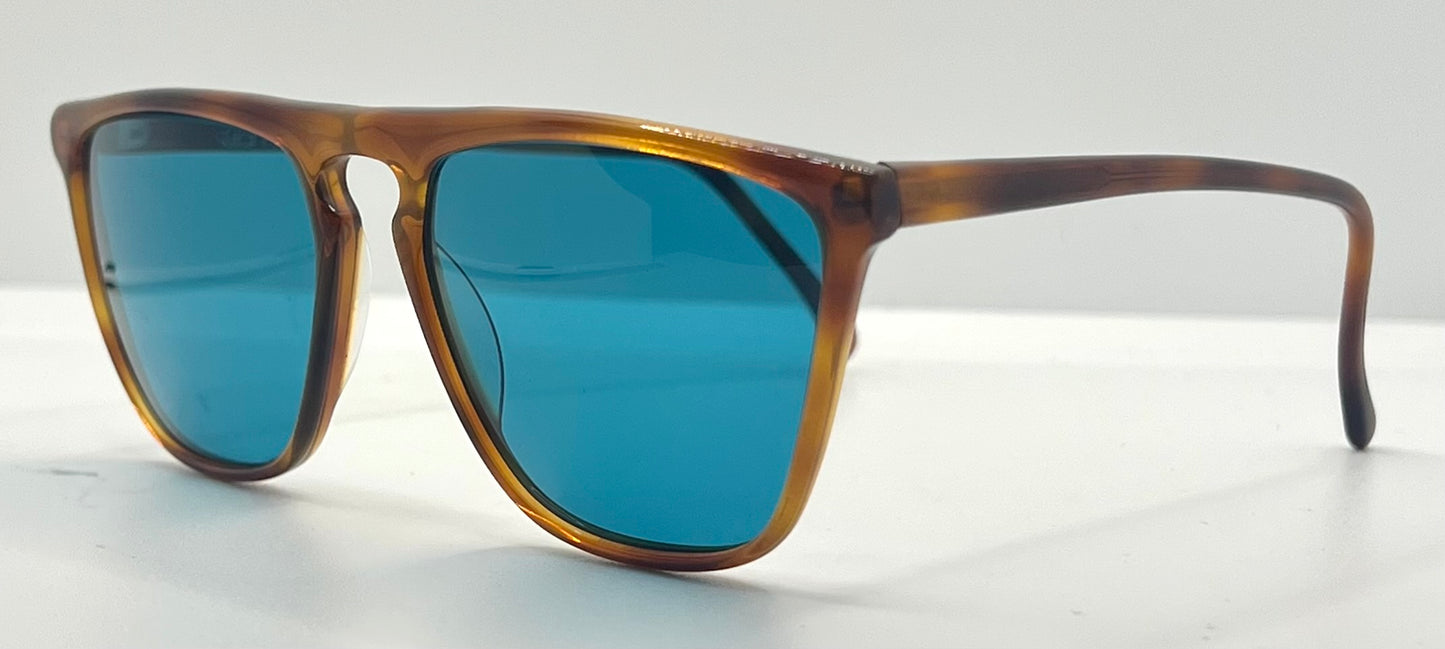 Gianni Versace 420 Vintage Sunglasses-Dark Amber Honey Frame w/New, Custom Aqua Lenses-Unworn