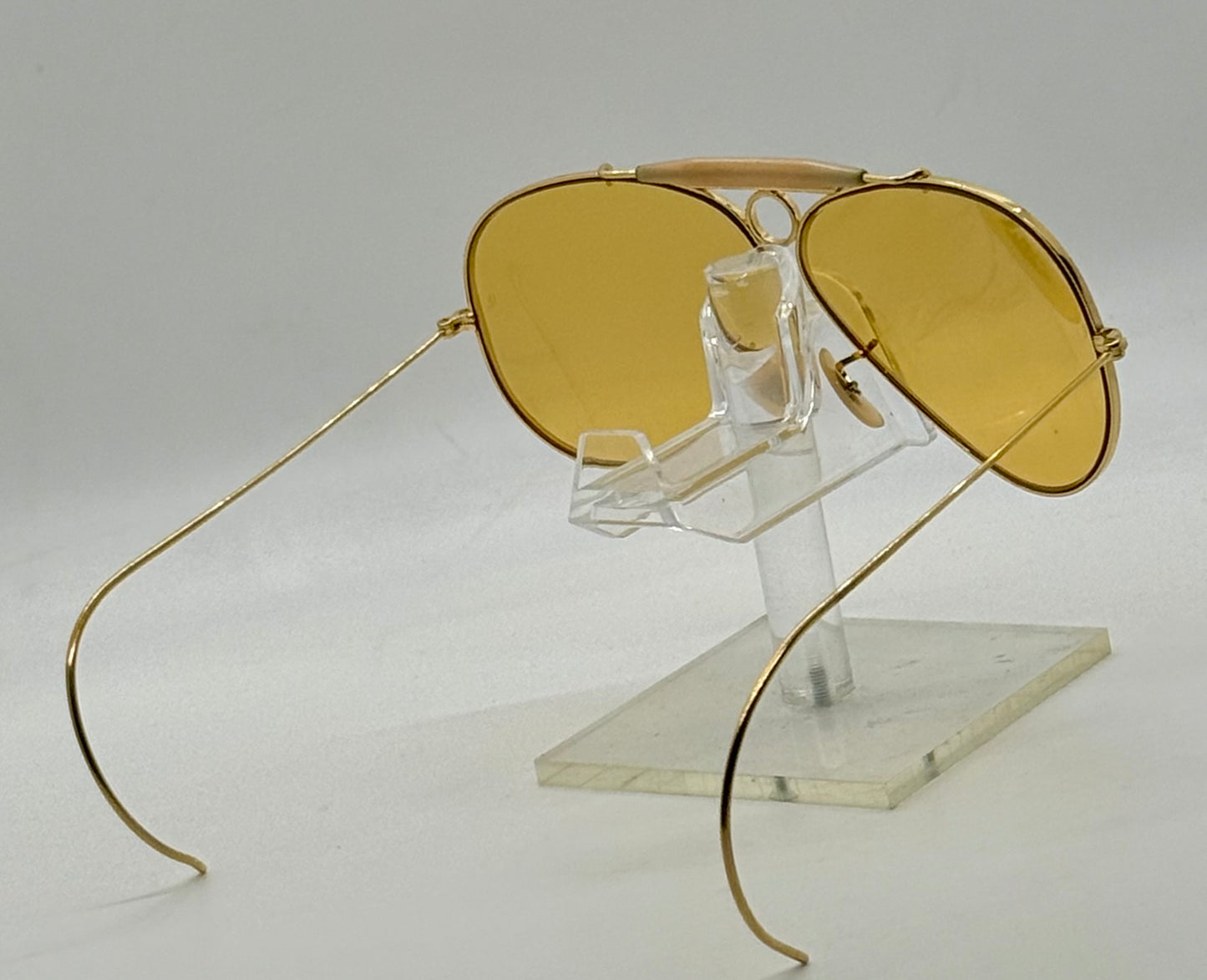 B&L Ray-Ban Shooter Arista Gold 62-8 Ambermatic USA Vintage Sunglasses Case