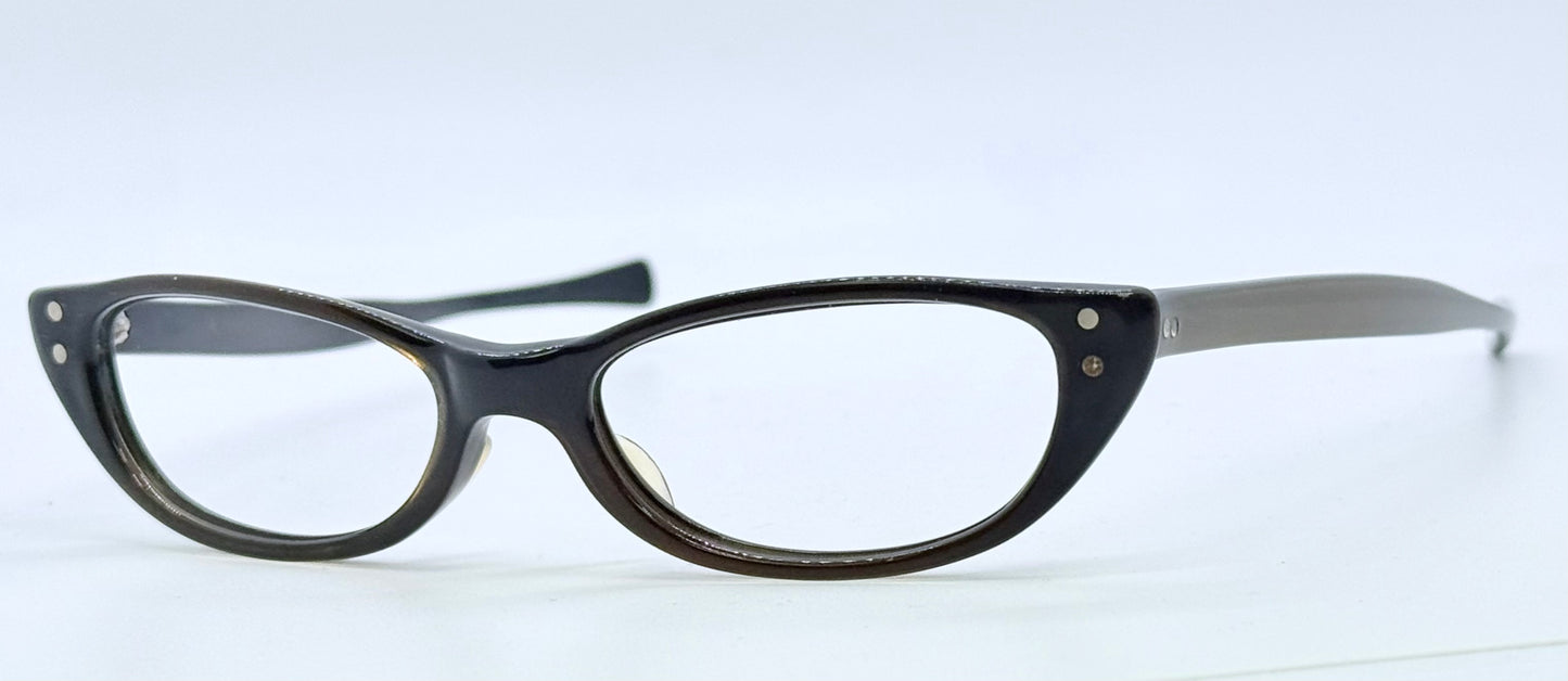 Vintage American Optical Cat-Eye Glasses-1950s/1960s Black & Brown Acetate Frame