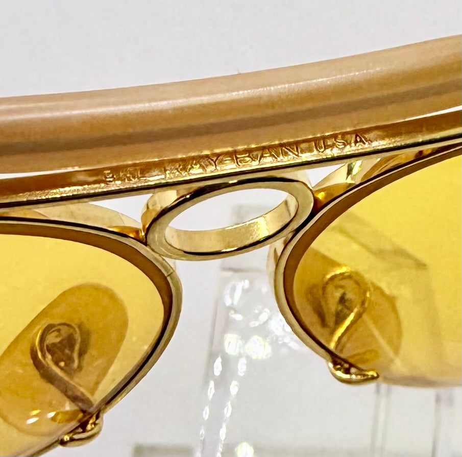 B&L Ray-Ban Shooter Arista Gold 62-8 Ambermatic USA Vintage Sunglasses Case