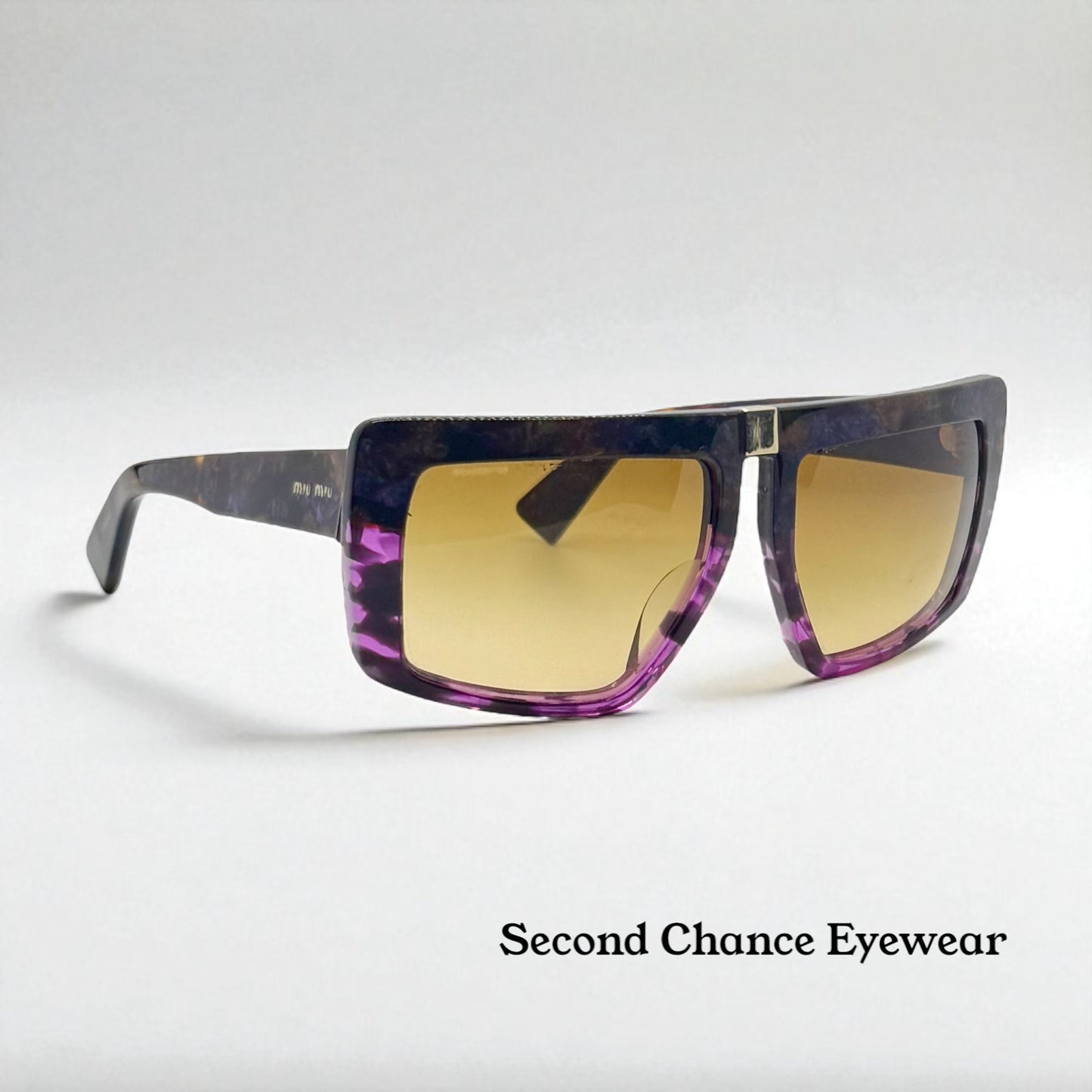 Miu Miu Smu 05O Vintage Sunglasses-Marbled Purple Amber Frame-Italy-55Mm