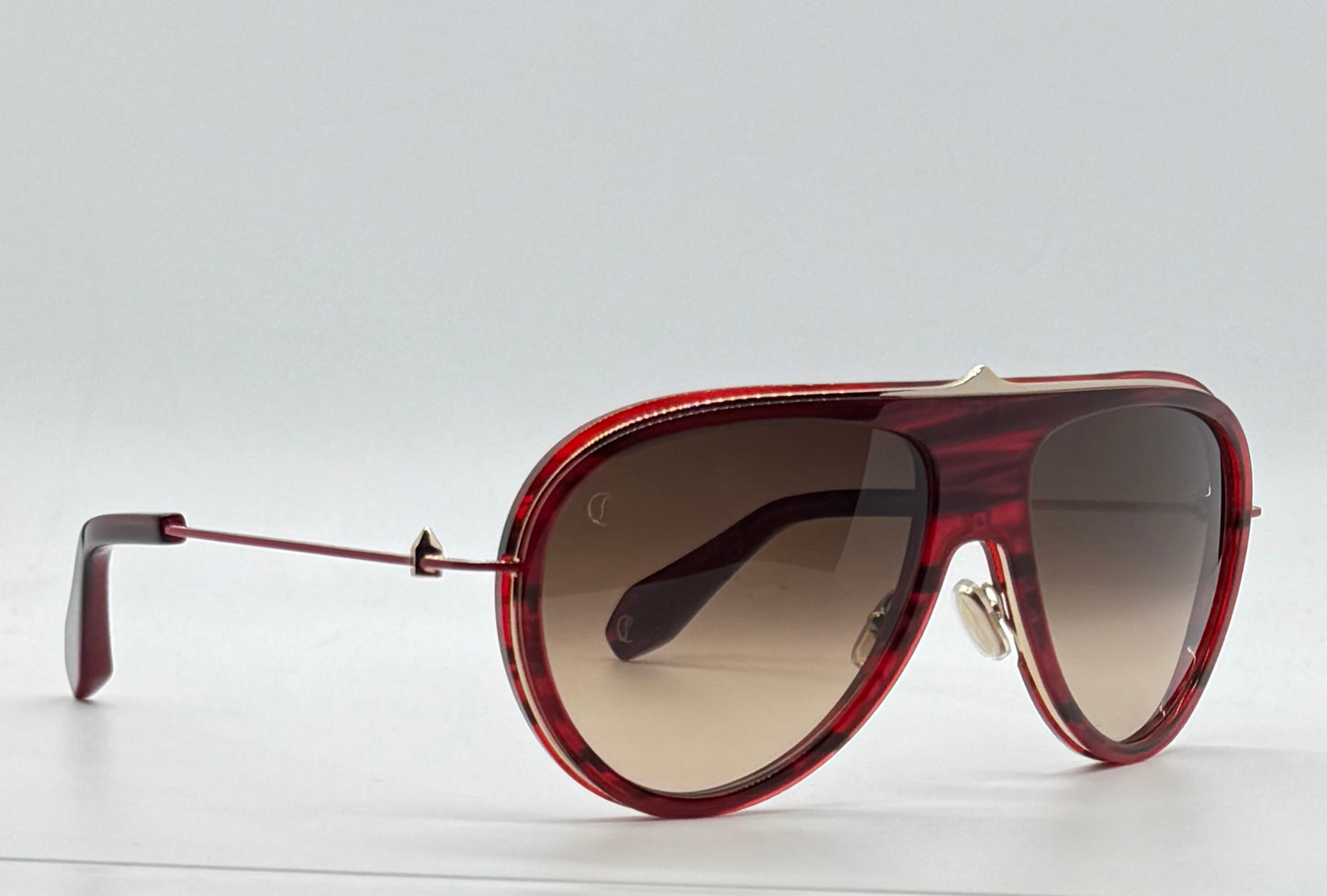Christian Louboutin Sunglasses-LB0004 68F Red/Gold-61mm-Zeiss Lenses-New/Unworn-Italy