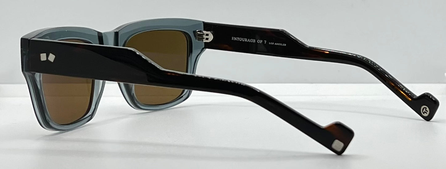 Entourage of 7 Runyon 10-49 Sunglasses-Made in Japan-Transparent Slate Blue/Tortoise-54mm-Full Kit