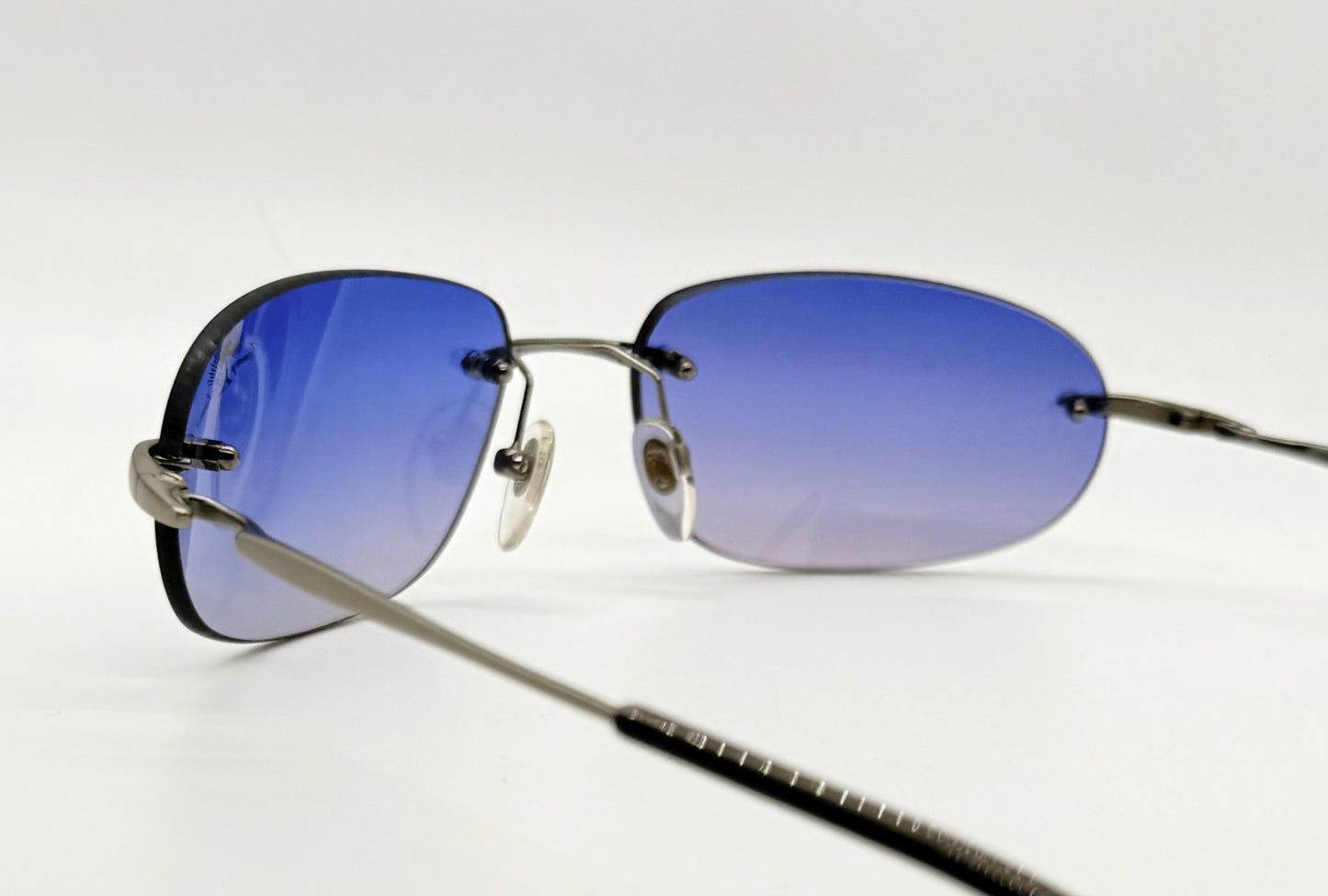 Tommy Bahama TB7/SA Sunglasses Rimless Shield Matte Silver Purple Y2K Deadstock