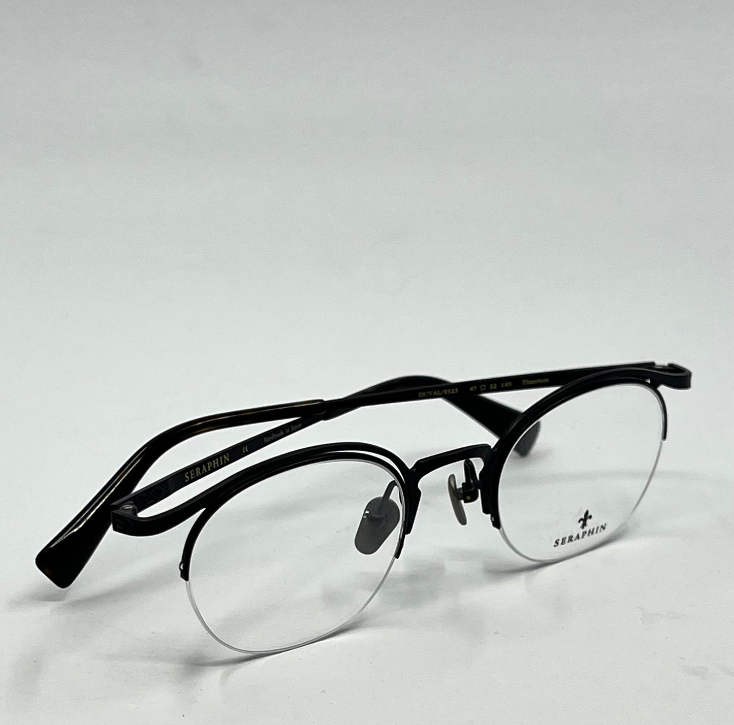 Seraphin Duval 8523 Eyeglasses Titanium Black 47-22-145/Handmade Japan-New