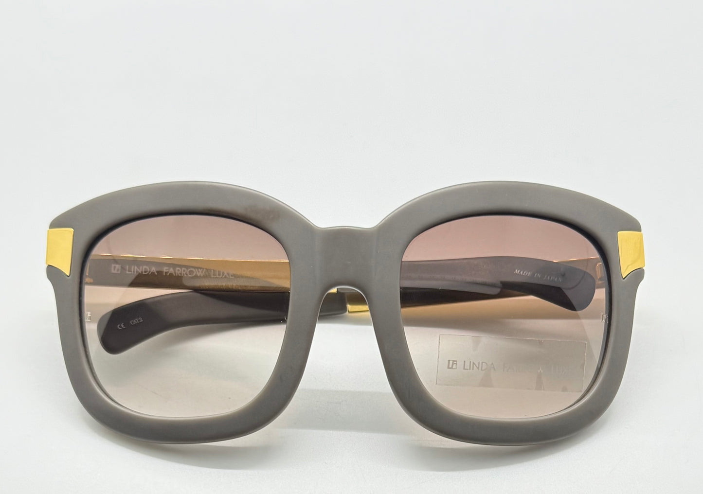 Linda Farrow Luxe LFL/1/6 Grey Gold Oversized Sunglasses Japan Deadstock Kit