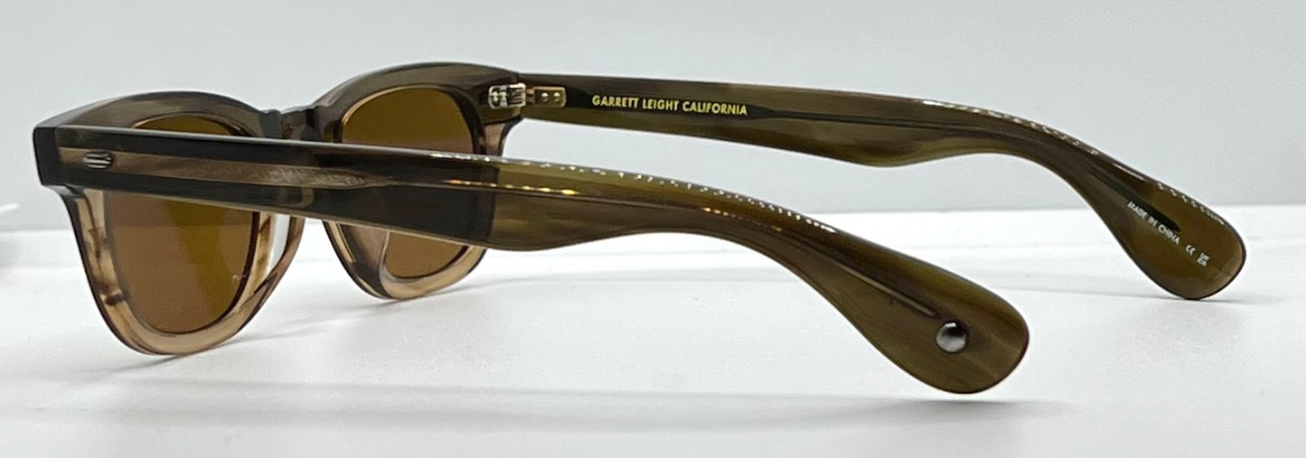 Garrett Leight LO-B BAMF 46-23 Premium Glass Sunglasses-Brown Fade – Full Kit-New