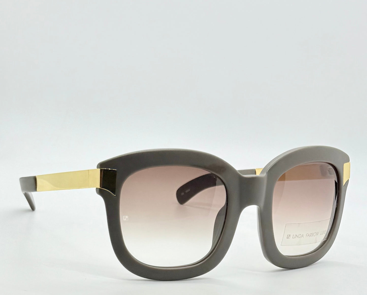 Linda Farrow Luxe LFL/1/6 Grey Gold Oversized Sunglasses Japan Deadstock Kit