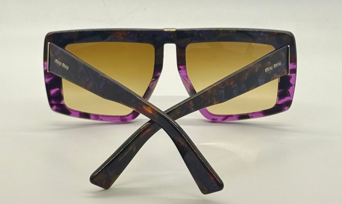 Miu Miu Smu 05O Vintage Sunglasses-Marbled Purple Amber Frame-Italy-55Mm