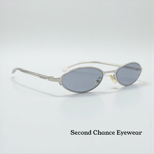 Gucci GG1608/S 8S7 Y2K Vintage Oval Sunglasses-New Solid Blue Tinted Custom Lenses