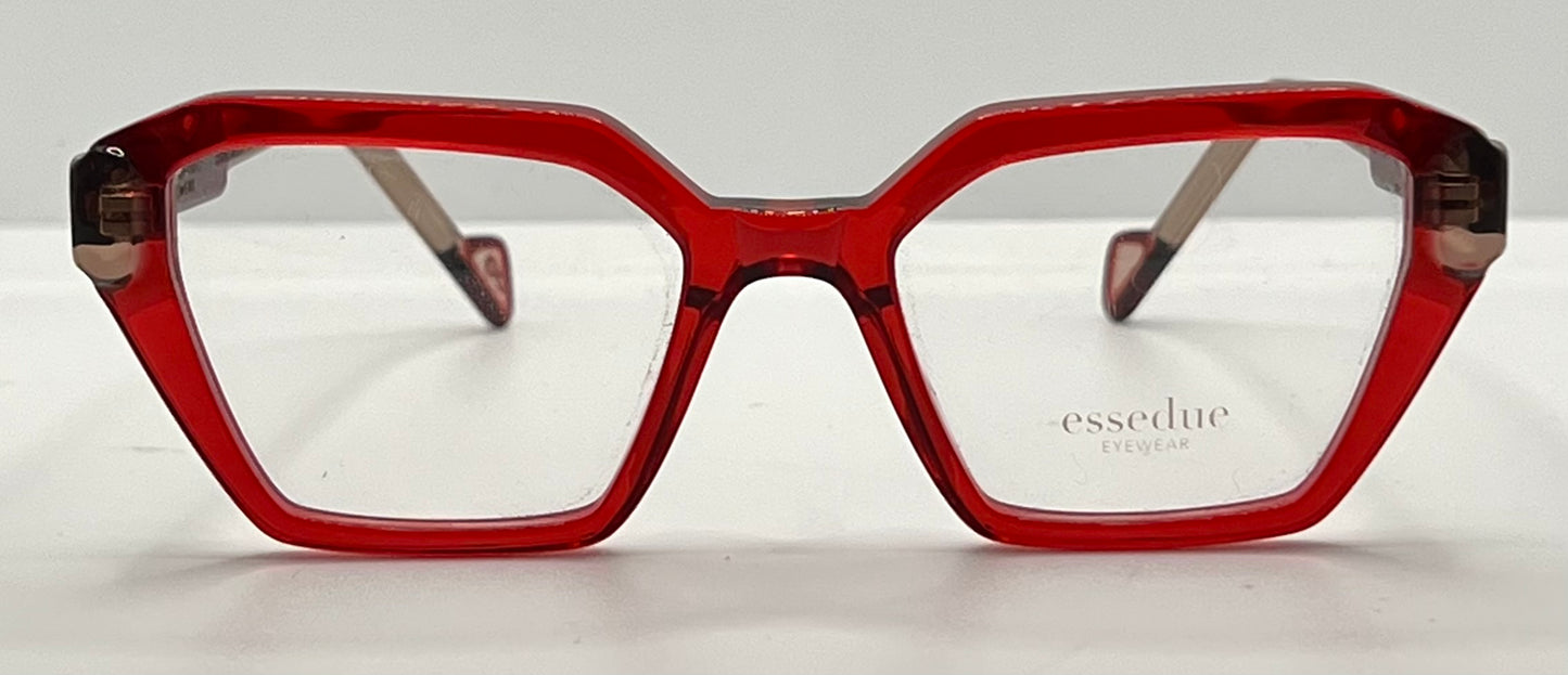 Esse Due ORTI Red Geometric Acetate Eyeglasses 53mm – Handmade in Italy – New Unworn