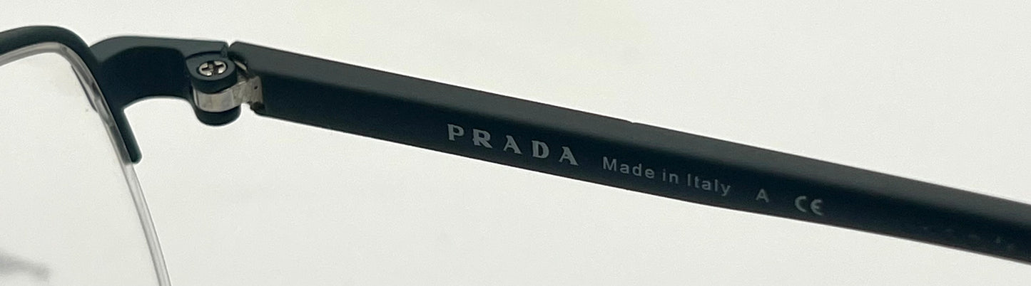 Prada VPS 51M 55-19-145 Black Red Half-Rim Glasses Made in Italy-New