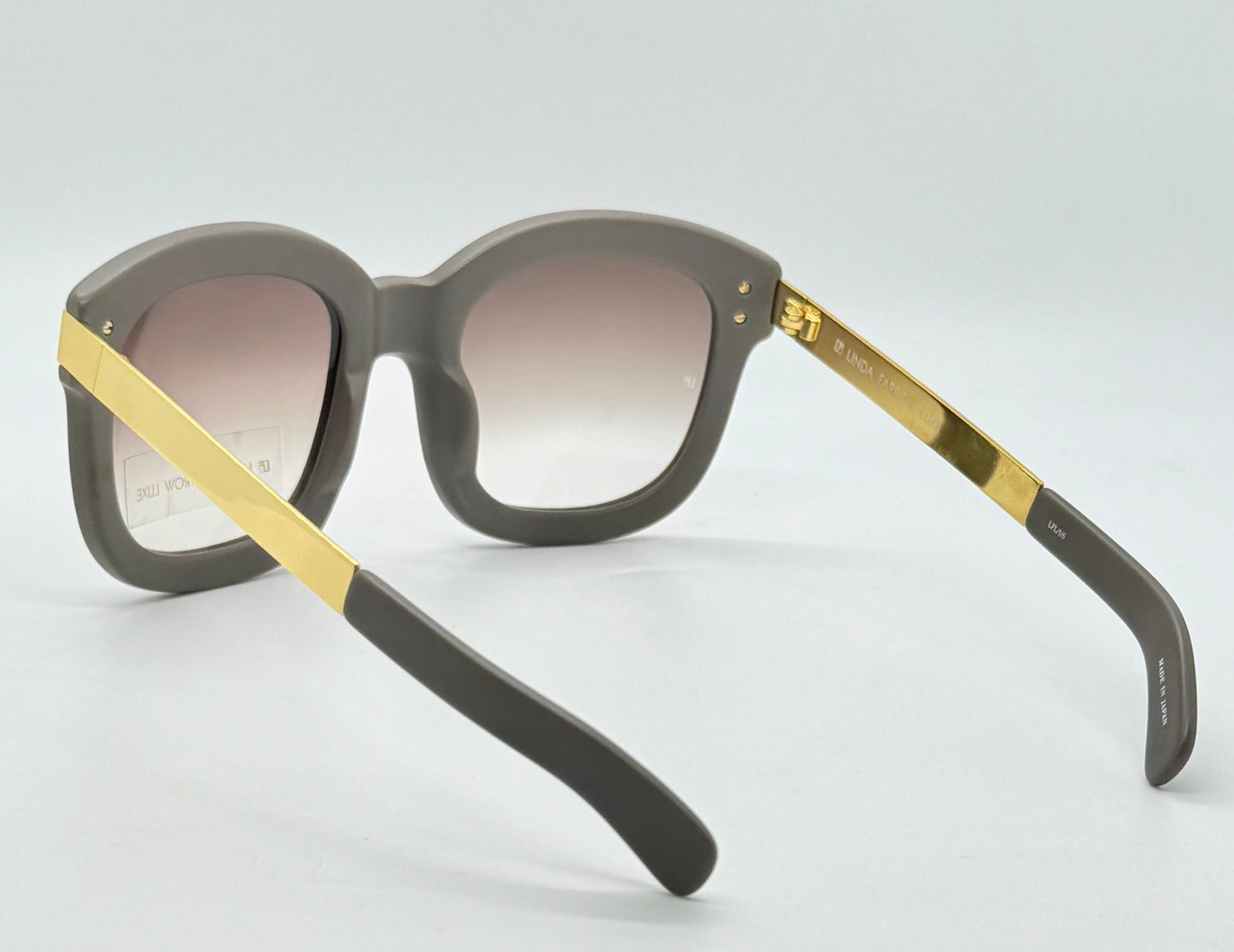 Linda Farrow Luxe LFL/1/6 Grey Gold Oversized Sunglasses Japan Deadstock Kit