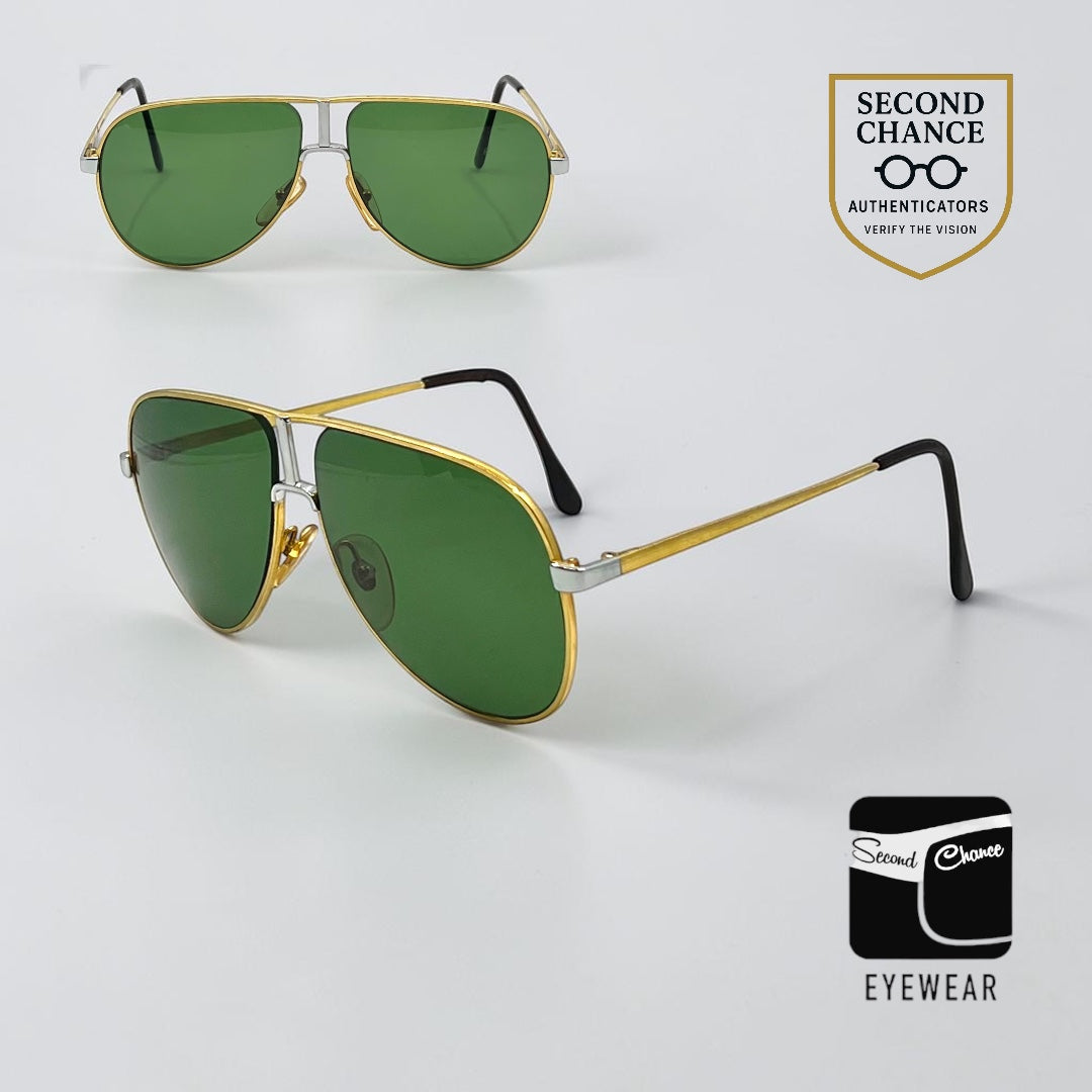 HEAD 77 F020-Vintage Aviator Sunglasses-Green Lenses-Italy-60mm-Unworn
