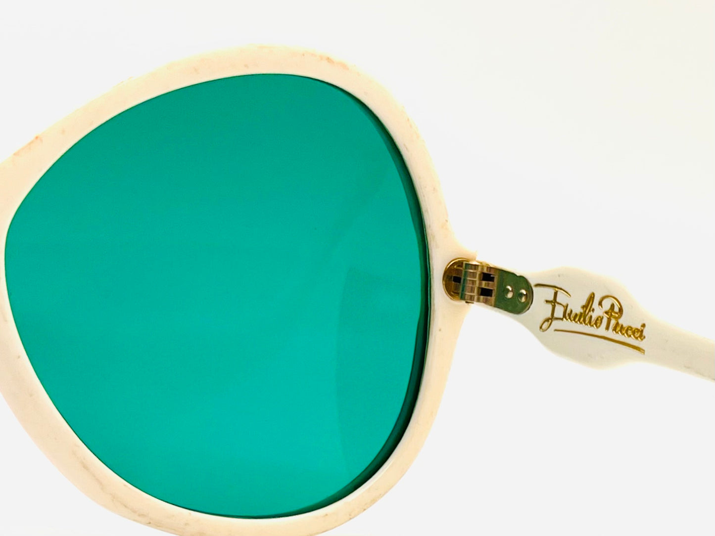 Vintage 1970s Emilio Pucci Sunglasses - Pearl White, Lavender Accents, Lagoon Green Lenses