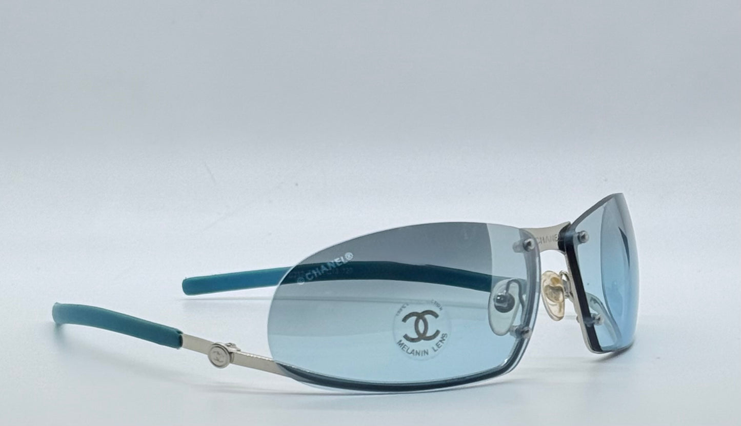 CHANEL C232-7H Rimless Shield Sunglasses Turquoise Melanin Lens-Deadstock
