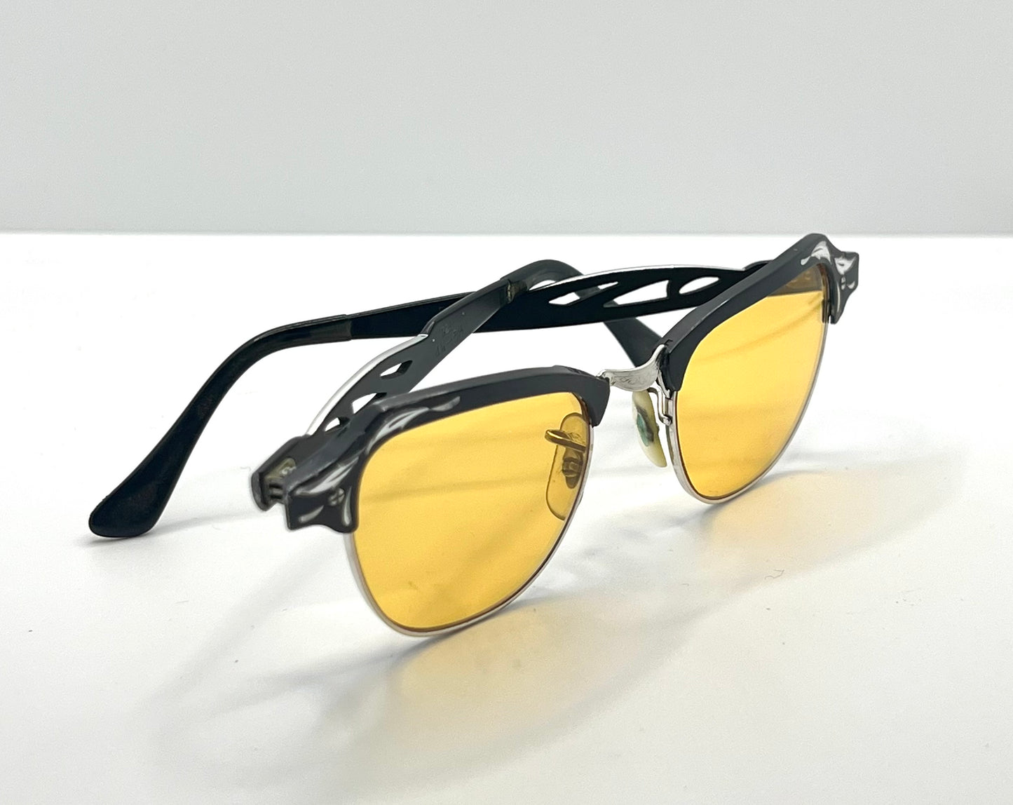 B&L 1/10 12K GF 20-46 Clubmaster-Style Vintage Sunglasses w/New, Custom Solid Persimmon Lenses