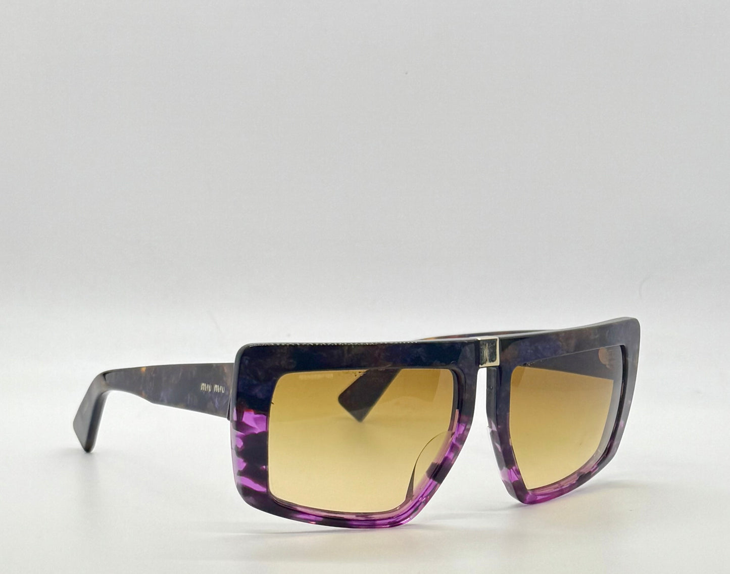 Miu Miu Smu 05O Vintage Sunglasses-Marbled Purple Amber Frame-Italy-55Mm