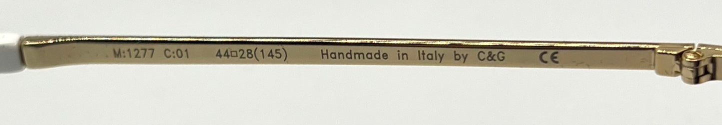 Cutler and Gross 1277 Round Sunglasses Gold/Black/White-New/Unworn-Full Kit-44mm