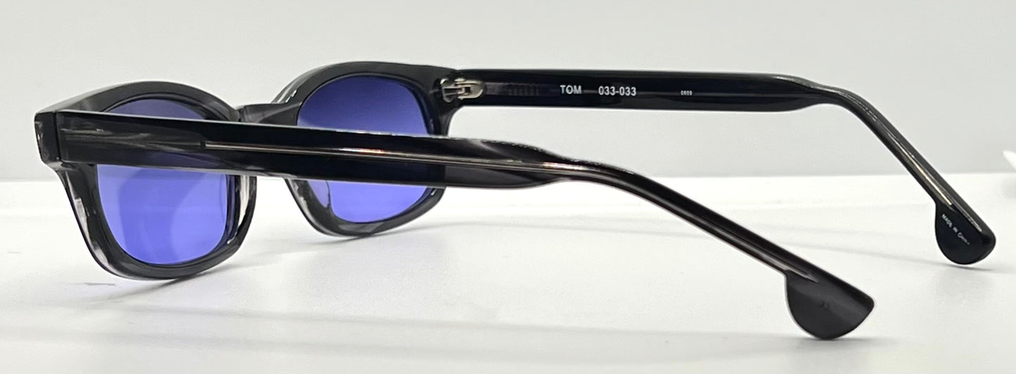 FICTION by l.a. Eyeworks TOM 033 Sunglasses-w/ New, Solid MIDNIGHT VIOLET Custom Lenses