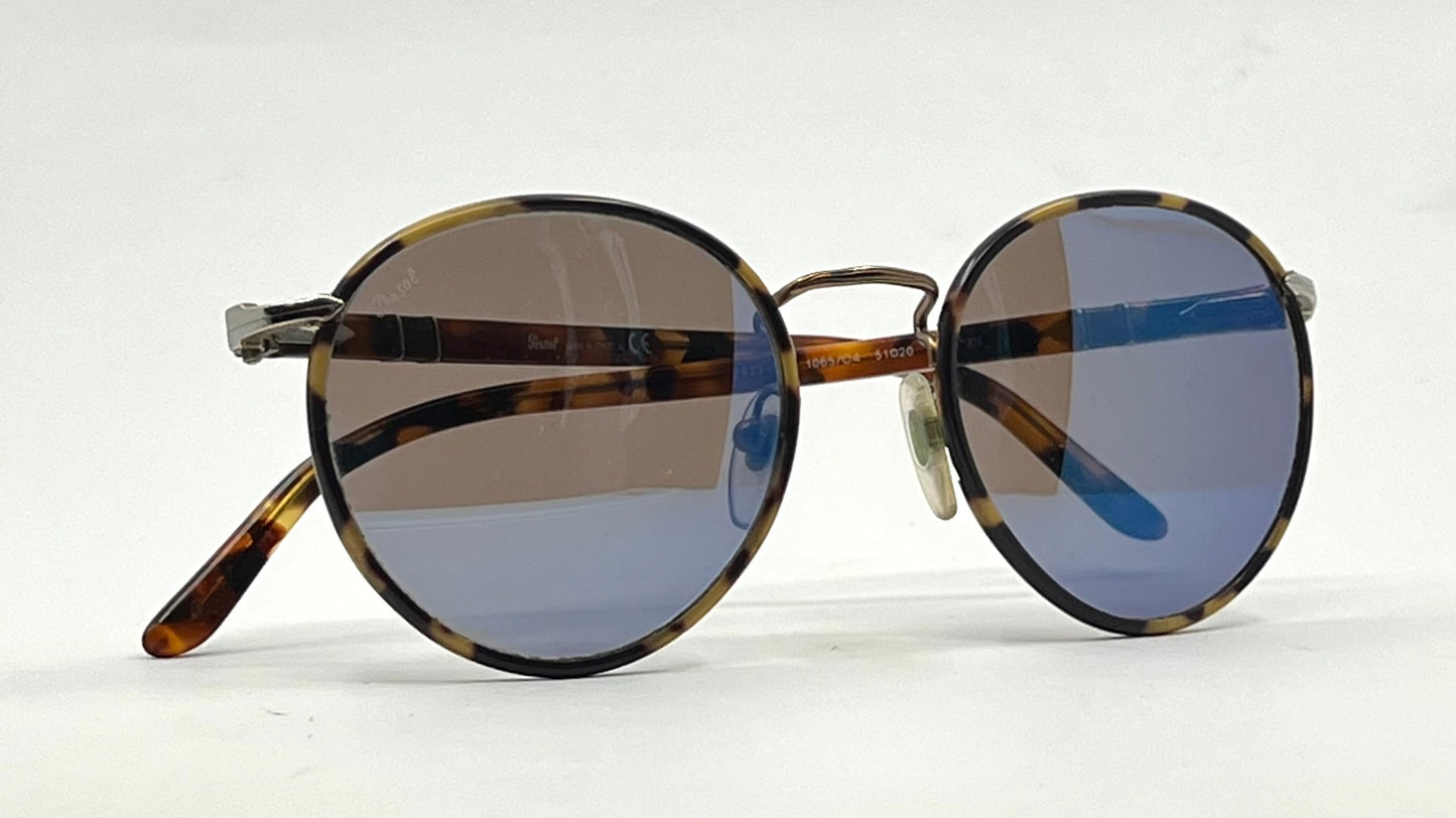 Persol 2422-S-J 1065/04 Brass & Tortoise Round Vintage Sunglasses – Made in Italy