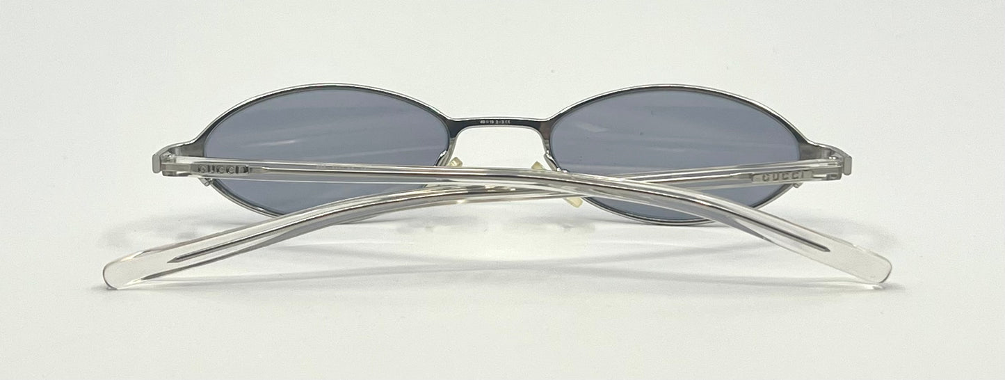 Gucci GG1608/S 8S7 Y2K Vintage Oval Sunglasses-New Solid Blue Tinted Custom Lenses