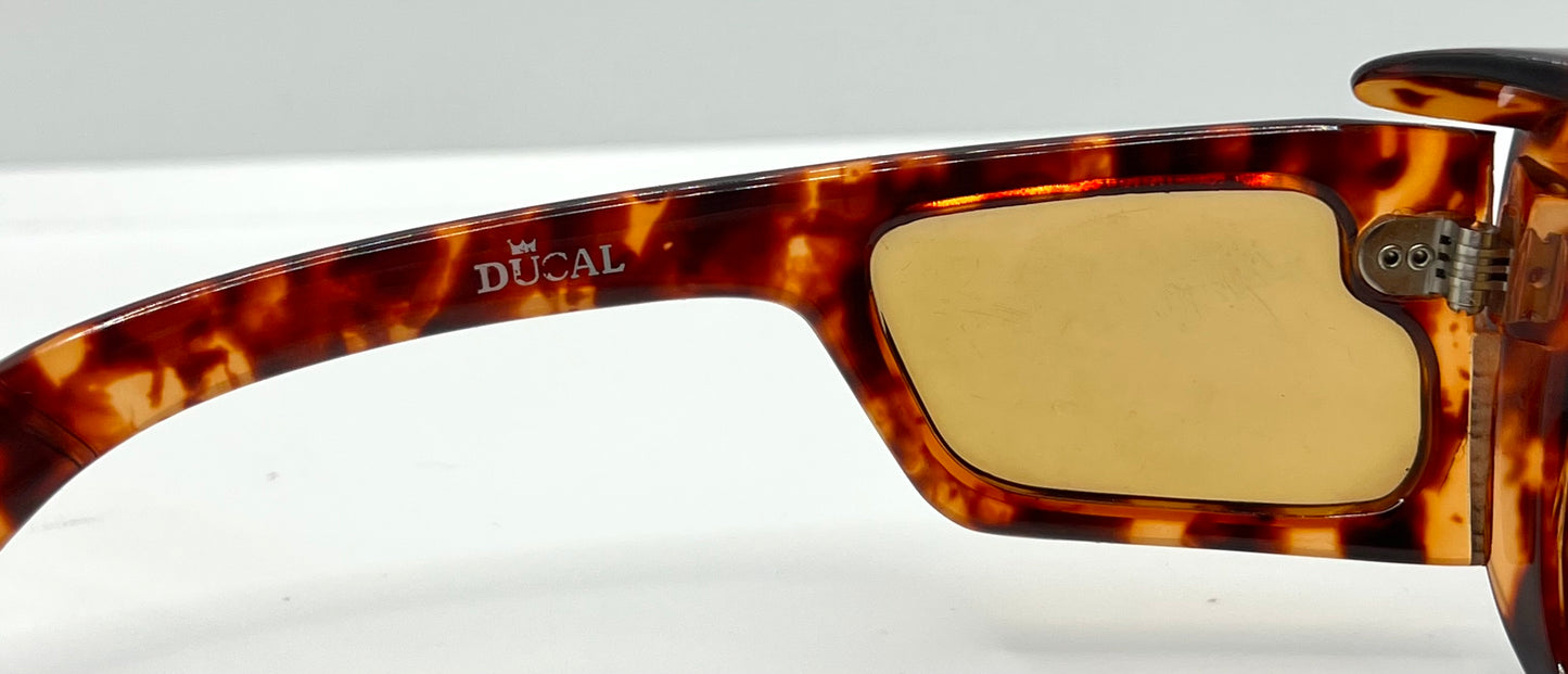 DUCAL VINTAGE Glacier Tortoise SHIELD Sunglasses ALL w/New Amber CUSTOM Lenses-60mm-Japan